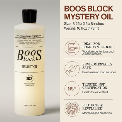 2-Piece All-Natural Care & Maintenance Set – 16 oz Mystery Oil & 5 oz Board Cream for Butcher Blocks, Cutting Boards, Wood Countertops, and Wooden Utensils