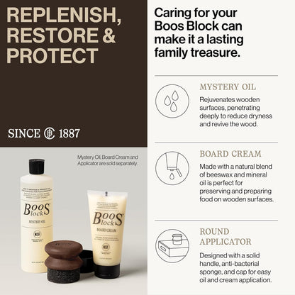 2-Piece All-Natural Care & Maintenance Set – 16 oz Mystery Oil & 5 oz Board Cream for Butcher Blocks, Cutting Boards, Wood Countertops, and Wooden Utensils