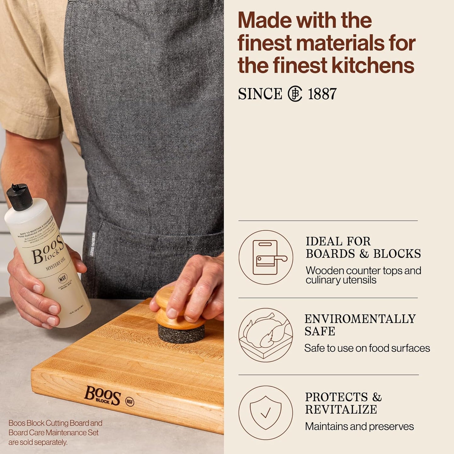 2-Piece All-Natural Care & Maintenance Set – 16 oz Mystery Oil & 5 oz Board Cream for Butcher Blocks, Cutting Boards, Wood Countertops, and Wooden Utensils
