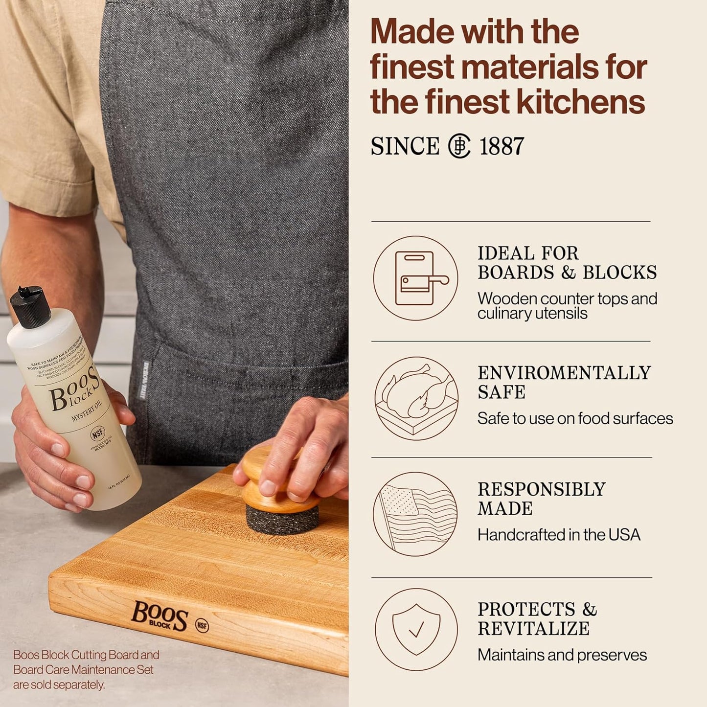 2-Piece All-Natural Care & Maintenance Set – 16 oz Mystery Oil & 5 oz Board Cream for Butcher Blocks, Cutting Boards, Wood Countertops, and Wooden Utensils