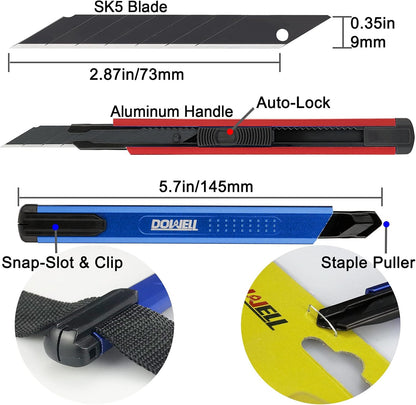 Utility Knife, 6 Pcs Box Cutter, 20 Pcs 9mm Blades Blades Inside