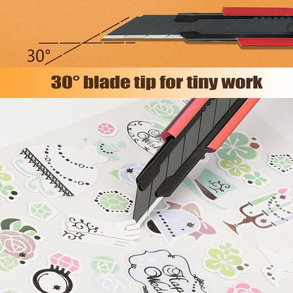 Utility Knife, 6 Pcs Box Cutter, 20 Pcs 9mm Blades Blades Inside