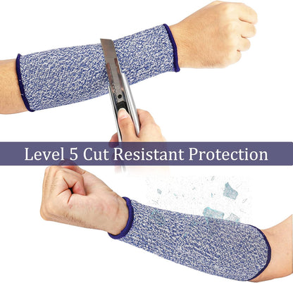 5 Pairs Cut Resistant Arm Sleeve Forearm Protection Sleeves Level 5 Protection Bite-Proof Arm Protectors Safety Arm Guard for Men Women(21CM)