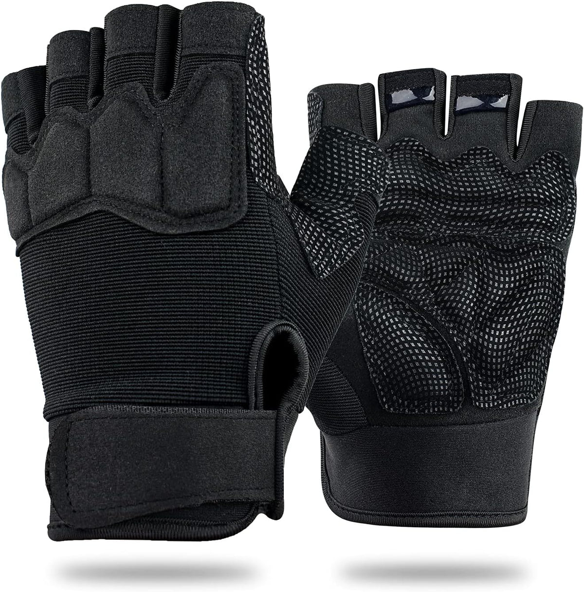 Fingerless Gloves for Men, Breathable Grip Palm Gloves for Motorcycle Riding, Driving, Cycling, Exercise, Workout, Climbing, Hiking and Outdoor Activities M210603