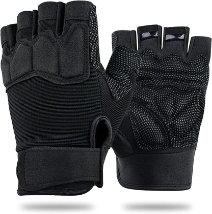Fingerless Gloves for Men, Breathable Grip Palm Gloves for Motorcycle Riding, Driving, Cycling, Exercise, Workout, Climbing, Hiking and Outdoor Activities M210603