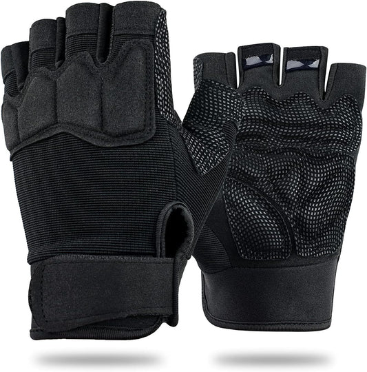 Fingerless Gloves for Men, Breathable Grip Palm Gloves for Motorcycle Riding, Driving, Cycling, Exercise, Workout, Climbing, Hiking and Outdoor Activities M210603