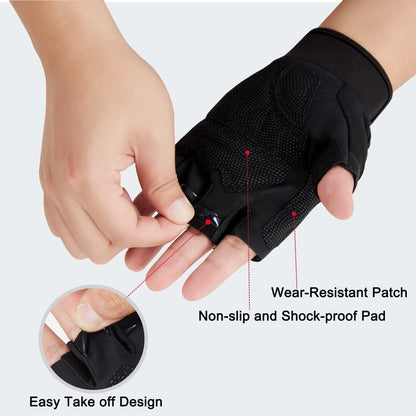 Fingerless Gloves for Men, Breathable Grip Palm Gloves for Motorcycle Riding, Driving, Cycling, Exercise, Workout, Climbing, Hiking and Outdoor Activities M210603