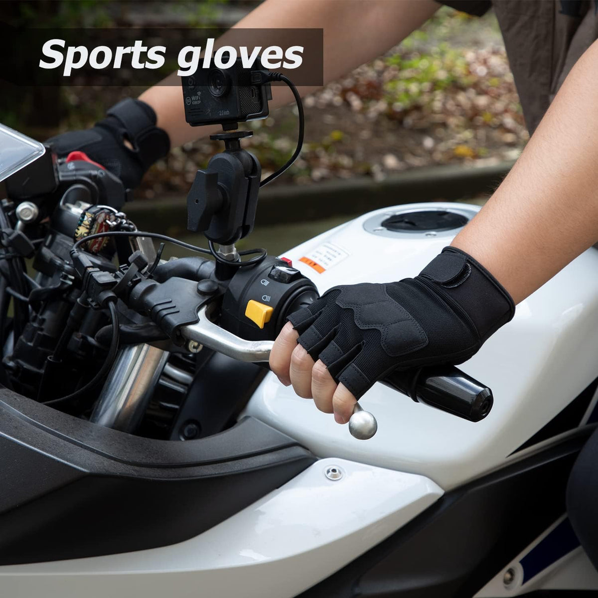 Fingerless Gloves for Men, Breathable Grip Palm Gloves for Motorcycle Riding, Driving, Cycling, Exercise, Workout, Climbing, Hiking and Outdoor Activities M210603