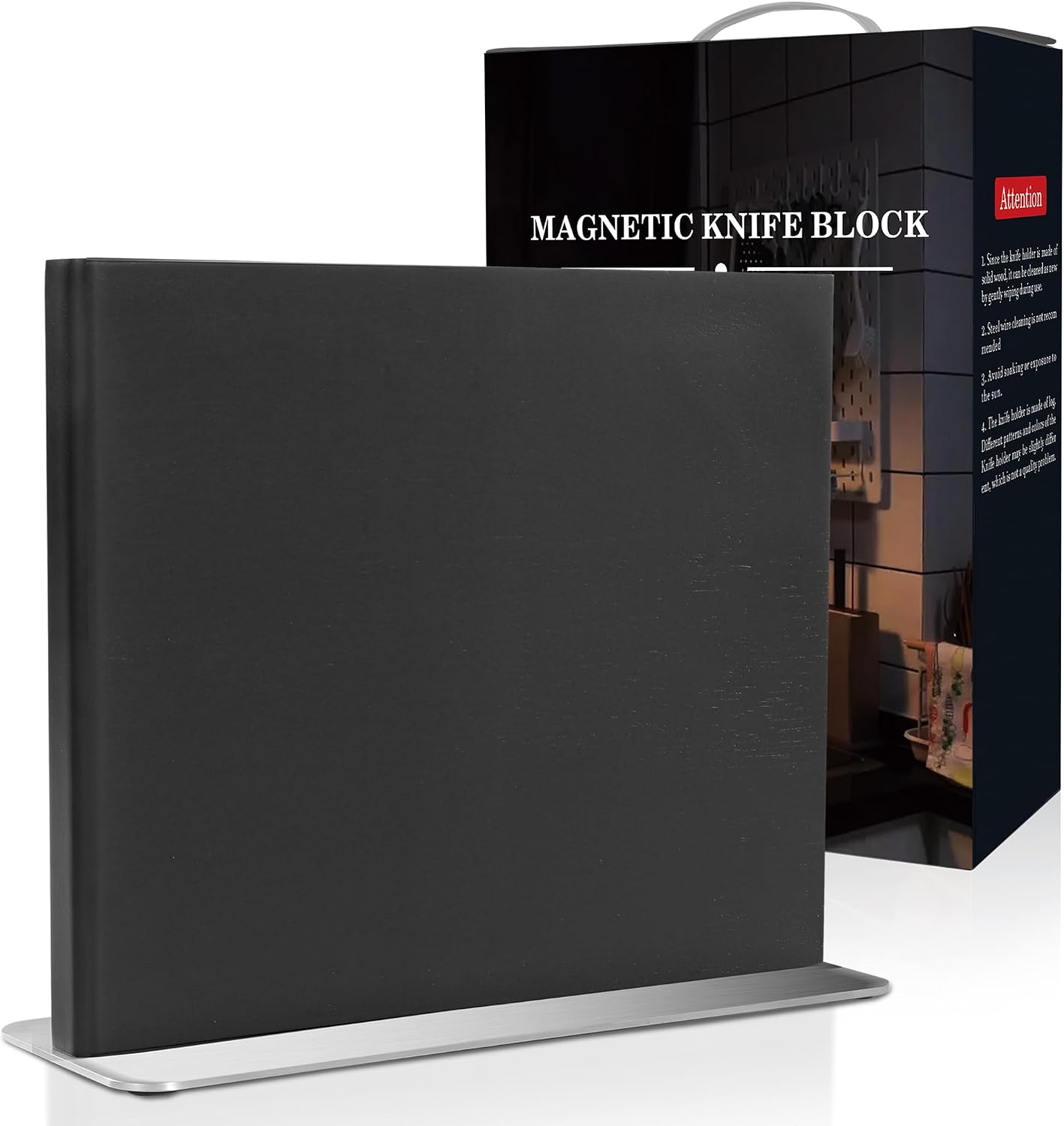 Magnetic Knife Holder, Double Sided Magnetic Knife Block, Ash Wood Rack Magnetic Stands for Multipurpose Storage Knife Holder - 11 x 9.4 Inches