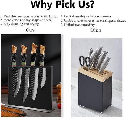 Magnetic Knife Holder, Double Sided Magnetic Knife Block, Ash Wood Rack Magnetic Stands for Multipurpose Storage Knife Holder - 11 x 9.4 Inches