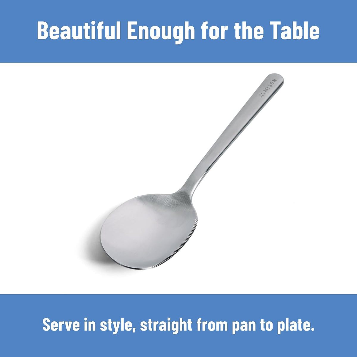 Serrated Chef Spoon – Stainless Steel Multipurpose Cooking Spoon with Cutting Edge for Slicing Avocados Scooping Casseroles Breaking Ground Meat and Serving at the Table