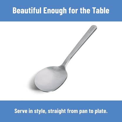Serrated Chef Spoon – Stainless Steel Multipurpose Cooking Spoon with Cutting Edge for Slicing Avocados Scooping Casseroles Breaking Ground Meat and Serving at the Table
