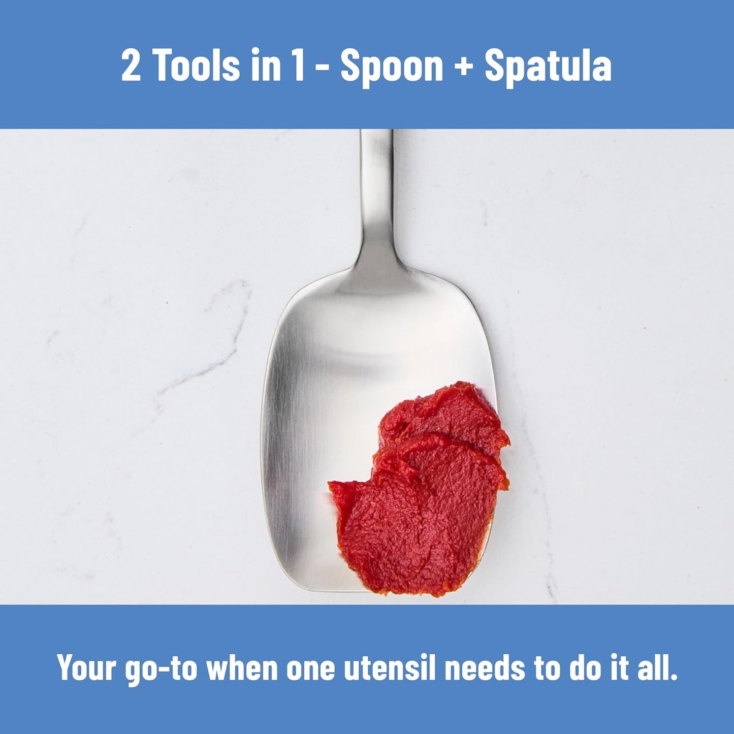 Serrated Chef Spoon – Stainless Steel Multipurpose Cooking Spoon with Cutting Edge for Slicing Avocados Scooping Casseroles Breaking Ground Meat and Serving at the Table