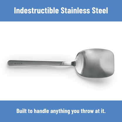 Serrated Chef Spoon – Stainless Steel Multipurpose Cooking Spoon with Cutting Edge for Slicing Avocados Scooping Casseroles Breaking Ground Meat and Serving at the Table