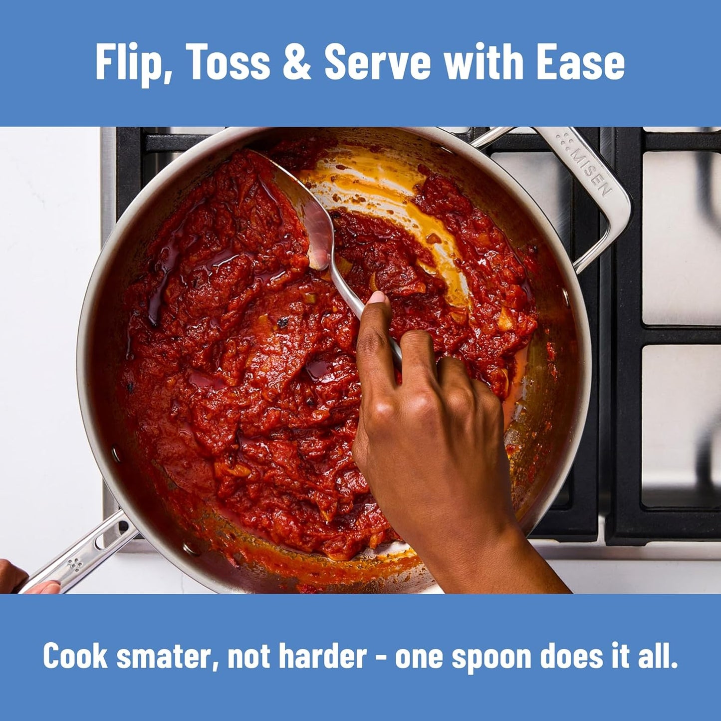 Serrated Chef Spoon – Stainless Steel Multipurpose Cooking Spoon with Cutting Edge for Slicing Avocados Scooping Casseroles Breaking Ground Meat and Serving at the Table