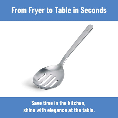 Serrated Chef Spoon – Stainless Steel Multipurpose Cooking Spoon with Cutting Edge for Slicing Avocados Scooping Casseroles Breaking Ground Meat and Serving at the Table