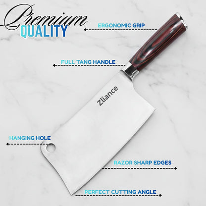 Cleaver Knife 12 Inch–Ultra Sharp High Carbon Stainless Steel Meat & Vegetable Cleaver, Heavy Duty Bone Chopper, Professional Butcher Knife with Ergonomic Full Tang Handle for Restaurant & Home