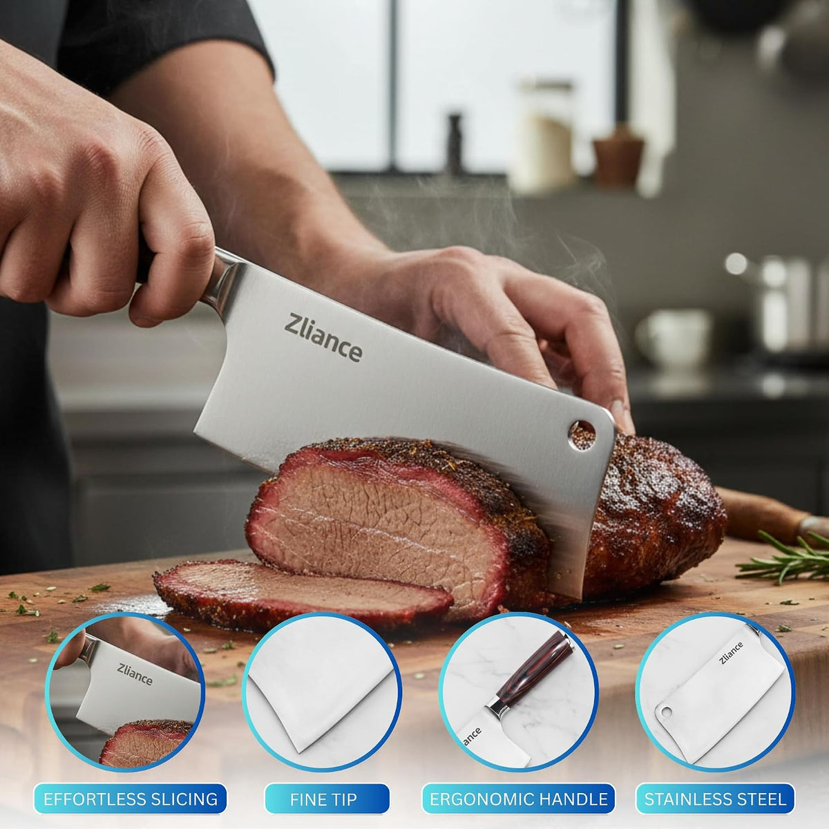 Cleaver Knife 12 Inch–Ultra Sharp High Carbon Stainless Steel Meat & Vegetable Cleaver, Heavy Duty Bone Chopper, Professional Butcher Knife with Ergonomic Full Tang Handle for Restaurant & Home