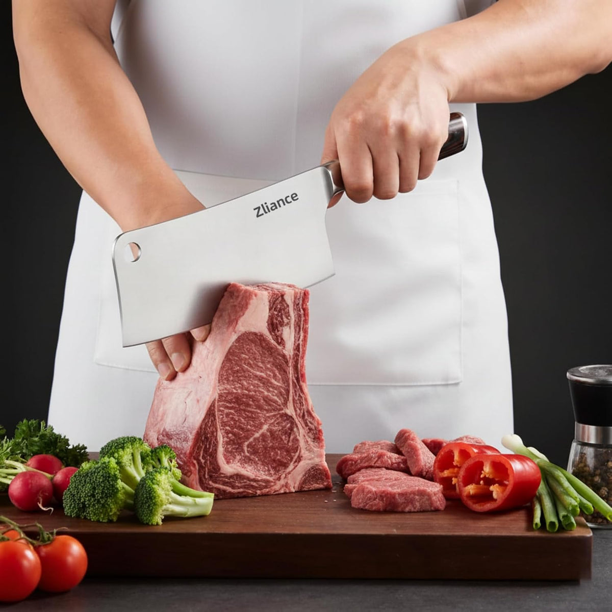 Cleaver Knife 12 Inch–Ultra Sharp High Carbon Stainless Steel Meat & Vegetable Cleaver, Heavy Duty Bone Chopper, Professional Butcher Knife with Ergonomic Full Tang Handle for Restaurant & Home