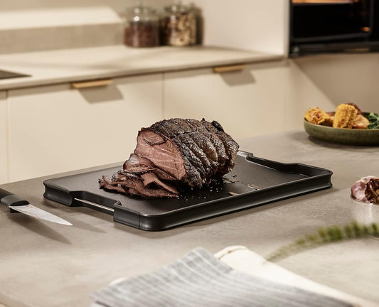 Cut&Carve Plus - Non-Slip, Multi-Function, Double-Sided Cutting Board for Food Preparation and Carving- Dishwasher Safe, Large – Black