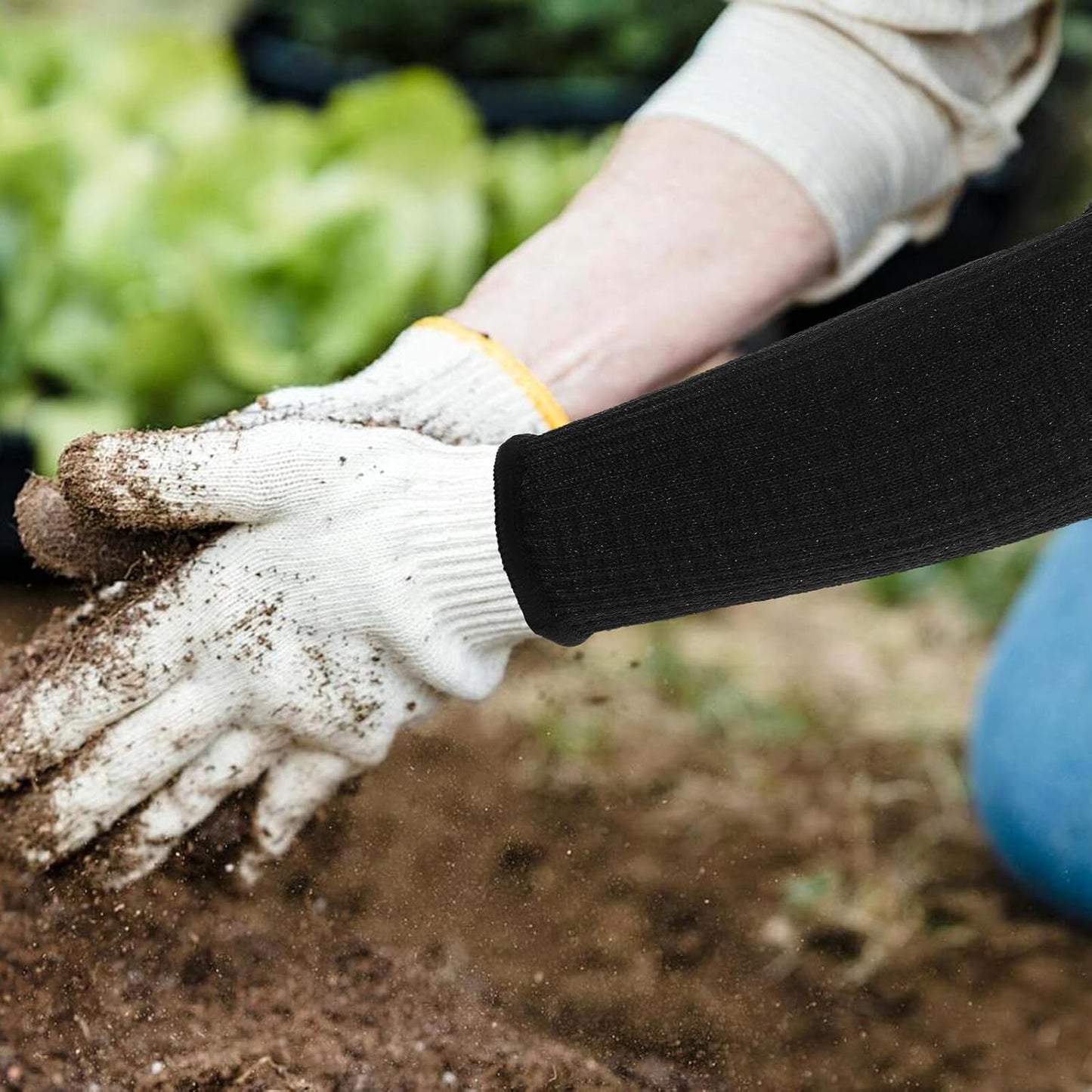 Cut Resistant Protective Arm Sleeves 20cm Length, 2 Pcs Black Anti-cut Welding and Gardening Sleeves for Carpentry, Mechanics, and Outdoor Work Safety