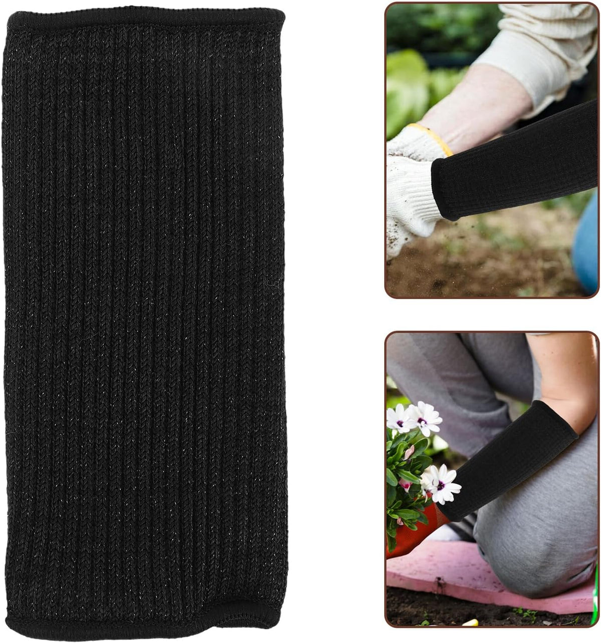 Cut Resistant Protective Arm Sleeves 20cm Length, 2 Pcs Black Anti-cut Welding and Gardening Sleeves for Carpentry, Mechanics, and Outdoor Work Safety