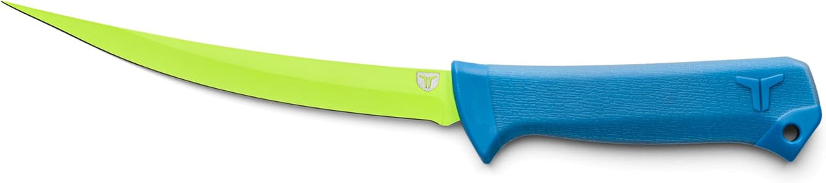 TRUE SYK 7" Fillet Knife, Medium Flex, Hollow Ground Blade, Ideal for Freshwater and Saltwater Filleting, Skinning, and Deboning Fish, 7" Knife,Blue/Green