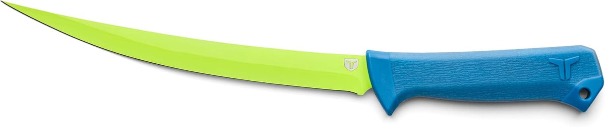 TRUE SYK 7" Fillet Knife, Medium Flex, Hollow Ground Blade, Ideal for Freshwater and Saltwater Filleting, Skinning, and Deboning Fish, 7" Knife,Blue/Green