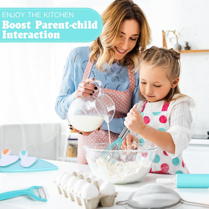 Kids Cooking Sets Real, Kids Cooking and Baking Set with Storage Case Kid Safe Knives Cutting Board Apron Cookbook Toddler Cooking Utensils, Montessori Kitchen Tools, Birthday Gifts for Girls Boys
