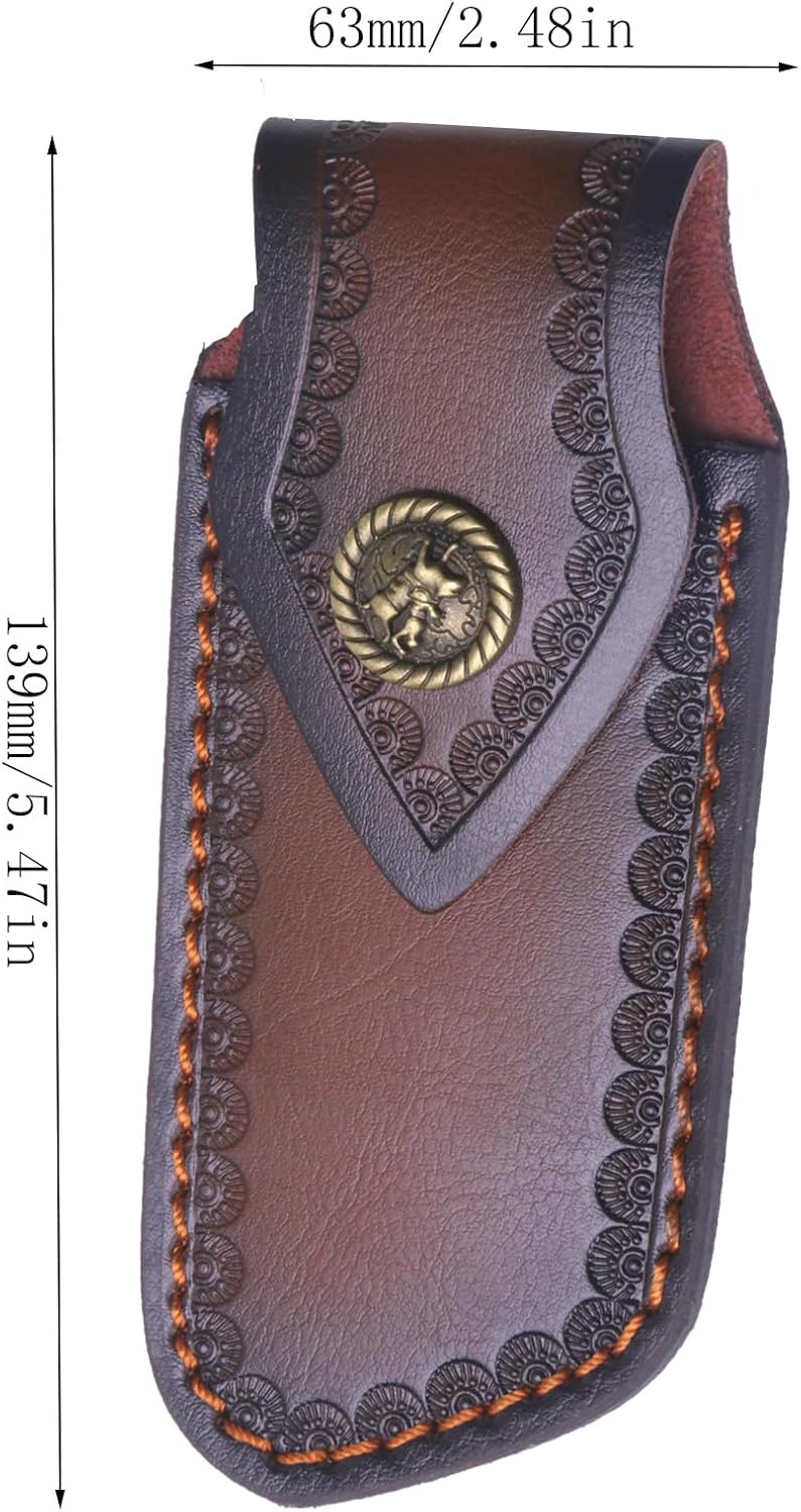 4.5" Pocket Sheath, Genuine Leather Sheaths for Belt, Buck Pocket Holster Case, Shop Sheath Holder for Men (Large-5.47 * 2.48in)