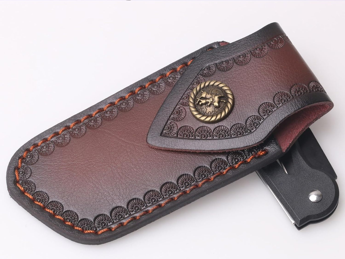 4.5" Pocket Sheath, Genuine Leather Sheaths for Belt, Buck Pocket Holster Case, Shop Sheath Holder for Men (Large-5.47 * 2.48in)