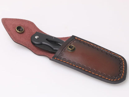 4.5" Pocket Sheath, Genuine Leather Sheaths for Belt, Buck Pocket Holster Case, Shop Sheath Holder for Men (Large-5.47 * 2.48in)