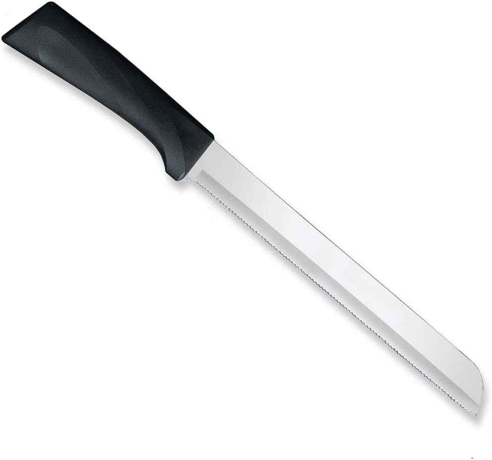 Anthem Series 8" Bread Knife (W443), Black Handle | Stainless Steel Serrated Blade, Black Resin Handle