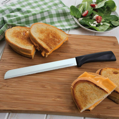 Anthem Series 8" Bread Knife (W443), Black Handle | Stainless Steel Serrated Blade, Black Resin Handle