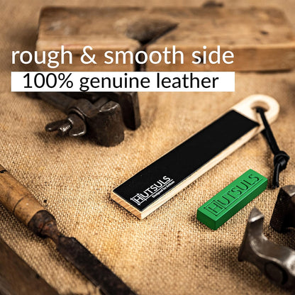 Pocket Knife Strop Kit - Get Razor-Sharp Edges with Pocket Leather Strop for Knife Sharpening, Easy to Use Knife Stropping Kit with Stropping Compound, Stropping Leather Sharpening Strop Block