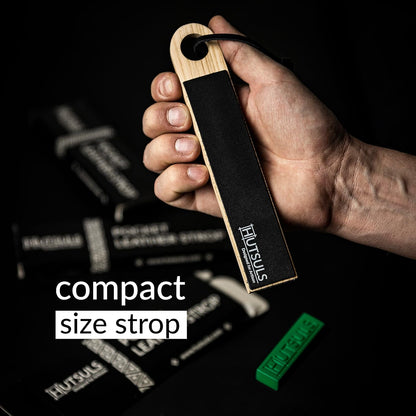 Pocket Knife Strop Kit - Get Razor-Sharp Edges with Pocket Leather Strop for Knife Sharpening, Easy to Use Knife Stropping Kit with Stropping Compound, Stropping Leather Sharpening Strop Block