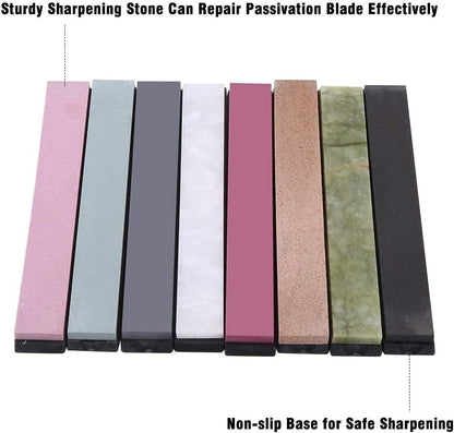 8Pcs Knife Sharpening Whetstone Set – 240 to 10000 Grit Oilstone Knife Sharpener Kit for Kitchen & Outdoor Tools, Professional Polishing Stones