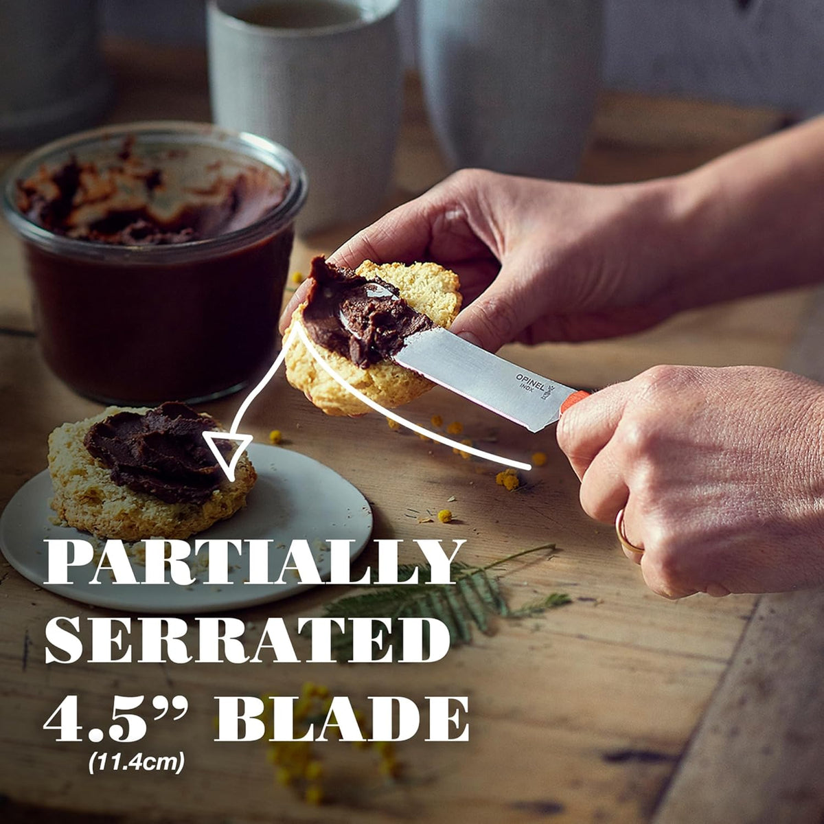 Brunch Knife, Micro-Serrated Speading Breakfast Knife (Natural)