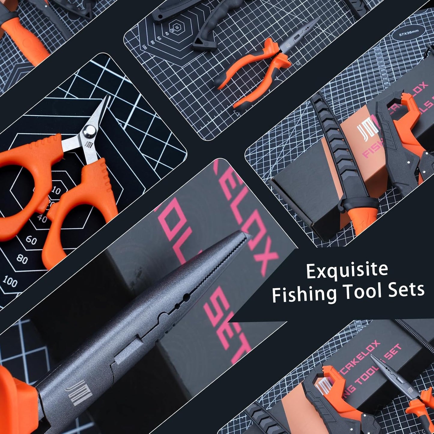 6pc Fishing Tool Kit - Safe Resistant Fishing Pliers with Lanyard, Fillet Knife, Floating Fish LipFishing Braid,Scissors Gripper, Tool Retractor, Fishing Gifts for Men