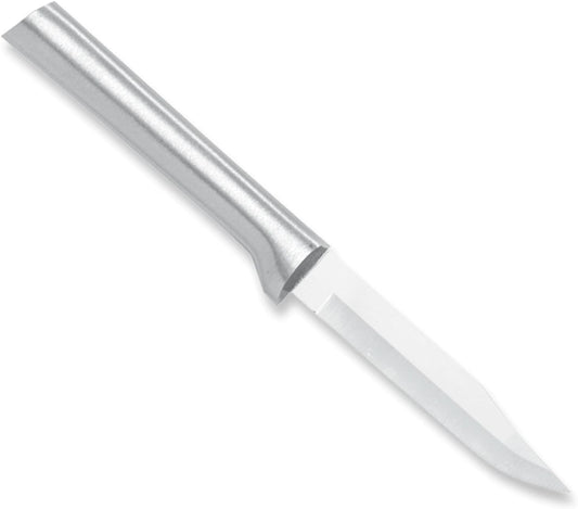 Regular Paring Knife (R101), Silver Handle, Pack of 2 | 3.25" Stainless Steel Blade, Silver Cast Aluminum Handle