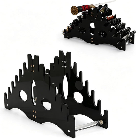 Acrylic Knife Holder Knife Display Stand for Small Knife Pocket Knife Saber Storage Rack Organize and Display 12 Knives (Black)