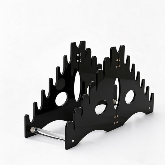 Acrylic Knife Holder Knife Display Stand for Small Knife Pocket Knife Saber Storage Rack Organize and Display 12 Knives (Black)