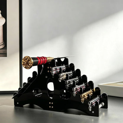 Acrylic Knife Holder Knife Display Stand for Small Knife Pocket Knife Saber Storage Rack Organize and Display 12 Knives (Black)