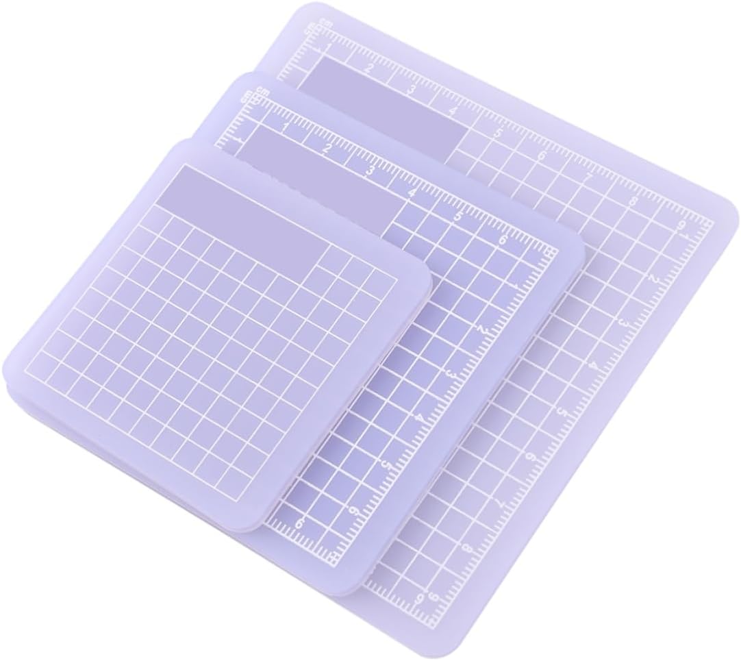 3pcs PVC Cutting Mat Translucent Grip Fabric Quilting Cut Mat Durable Non Slip Square Cutting Mat Pad for Scrapbooking Sewing 6x6cm 8x8cm 10x10cm