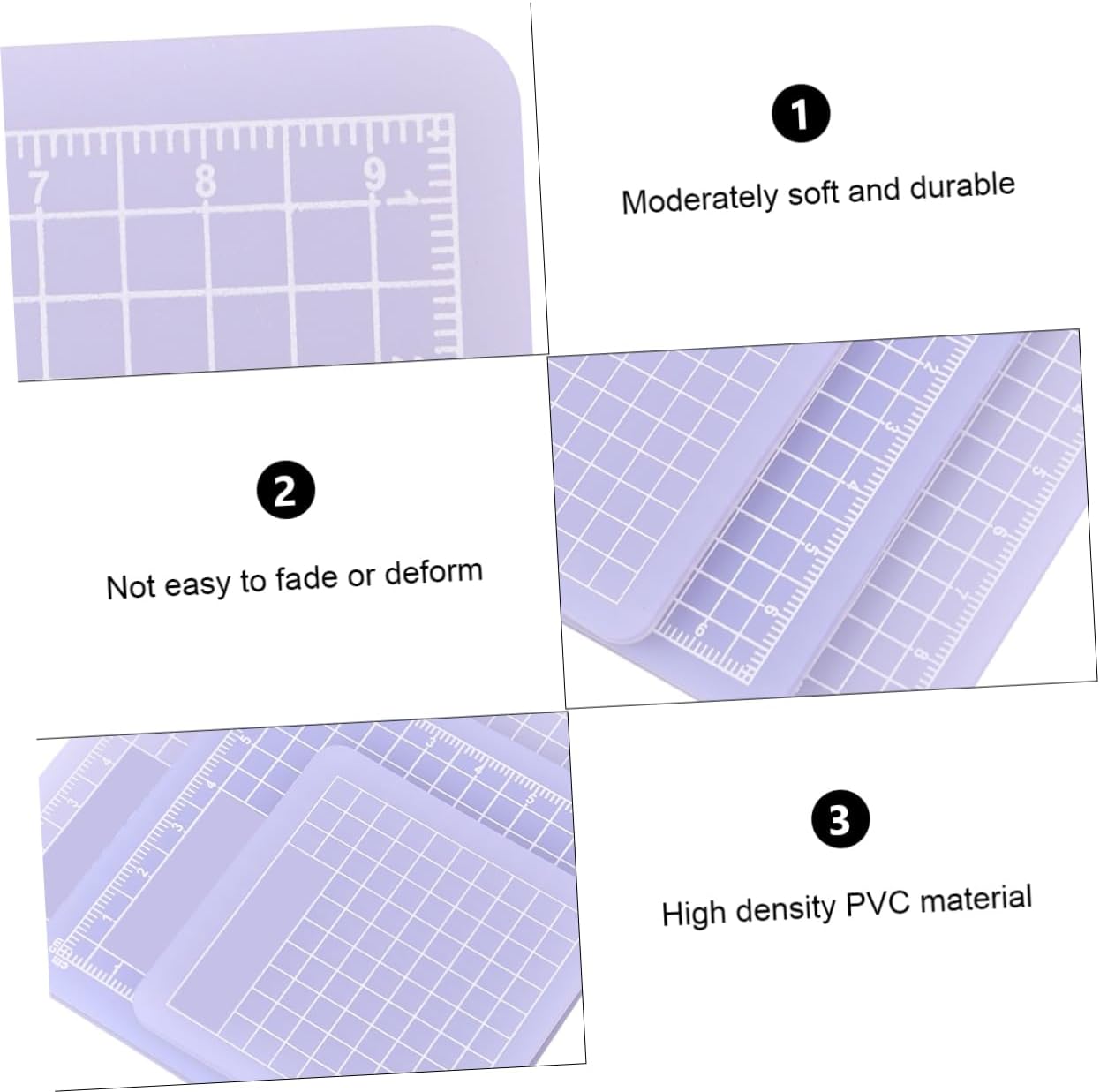 3pcs PVC Cutting Mat Translucent Grip Fabric Quilting Cut Mat Durable Non Slip Square Cutting Mat Pad for Scrapbooking Sewing 6x6cm 8x8cm 10x10cm