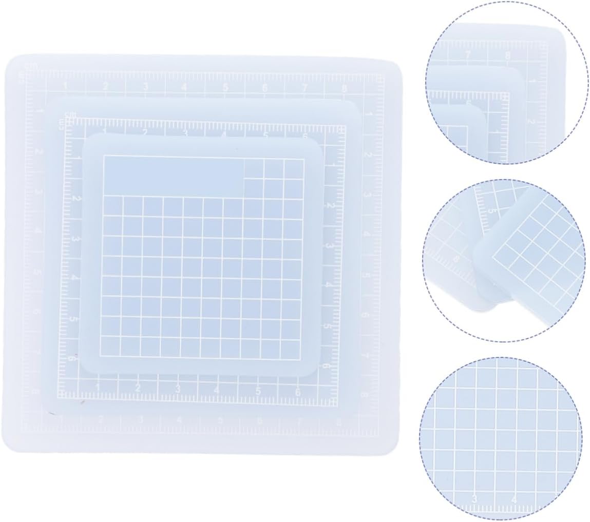 3pcs PVC Cutting Mat Translucent Grip Fabric Quilting Cut Mat Durable Non Slip Square Cutting Mat Pad for Scrapbooking Sewing 6x6cm 8x8cm 10x10cm