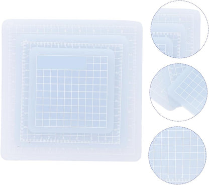 3pcs PVC Cutting Mat Translucent Grip Fabric Quilting Cut Mat Durable Non Slip Square Cutting Mat Pad for Scrapbooking Sewing 6x6cm 8x8cm 10x10cm