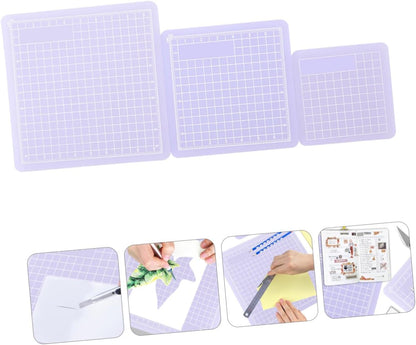 3pcs PVC Cutting Mat Translucent Grip Fabric Quilting Cut Mat Durable Non Slip Square Cutting Mat Pad for Scrapbooking Sewing 6x6cm 8x8cm 10x10cm