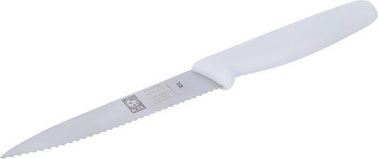 4 Inch Paring Knife, Serrated Edge, High Carbon German Stainless Steel razor Sharp Blade, White Handle