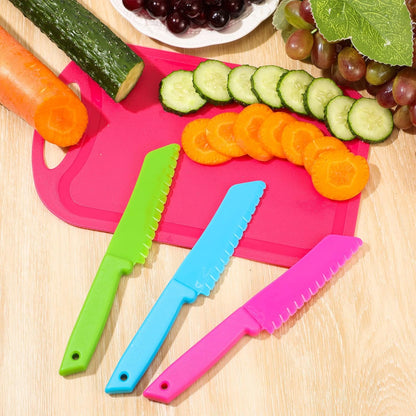 20 Pcs Kids Knife Set with Cutting Board, Toddler Safe Plastic Knives